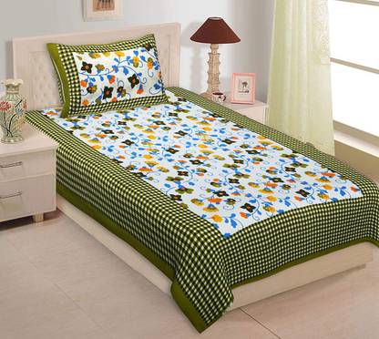VNV Creation Cotton Single Flat 180 TC Jaipuri Prints Bedsheet
