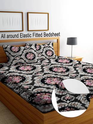 Bedress Microfiber King Fitted (Elastic) 350 TC Floral Bedsheet