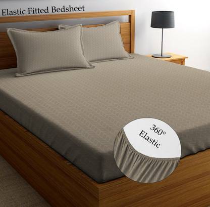Amrange 210 TC Microfiber King Striped Fitted (Elastic) Bedsheet
