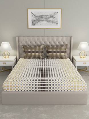 Raymond Home Cotton Double Flat 144 TC Geometric Bedsheet