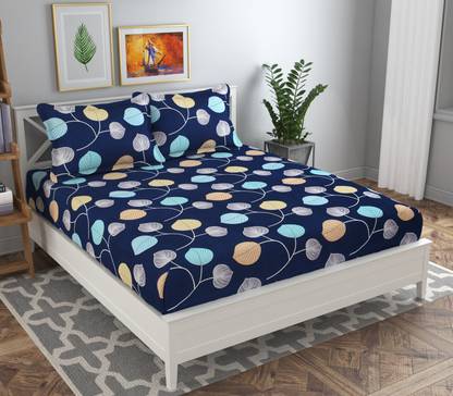 VAS COLLECTIONS 160 TC Cotton Double Floral Flat Bedsheet