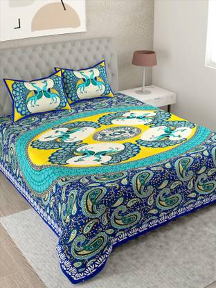 Lali Prints Cotton Single Flat 160 TC Printed Bedsheet