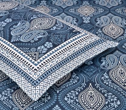 urban jaipur 300 TC Cotton Double Geometric Flat Bedsheet