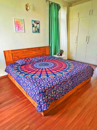 THE RAINBOW THREADS 300 TC Cotton King Jaipuri Prints Flat Bedsheet