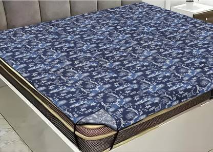 Kanushi Industries PVC Double Fitted (Elastic) 120 TC Printed Bedsheet