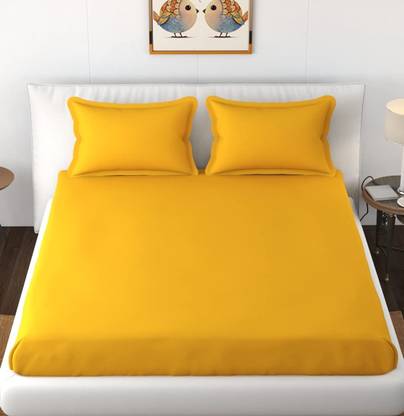 BEVI Microfiber Double Fitted (Elastic) 300 TC Solid Bedsheet