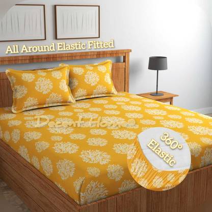 Decent Home 240 TC Cotton Double Floral Fitted (Elastic) Bedsheet