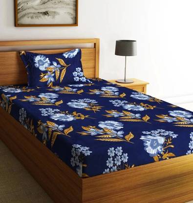 Fashion String Microfiber Single Flat 144 TC Floral Bedsheet