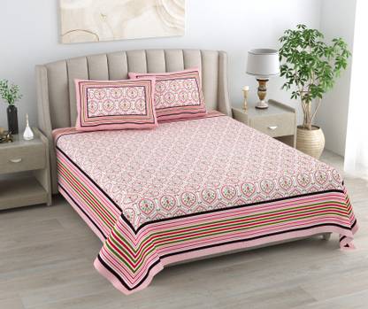urban jaipur 250 TC Cotton Double Jaipuri Prints Flat Bedsheet