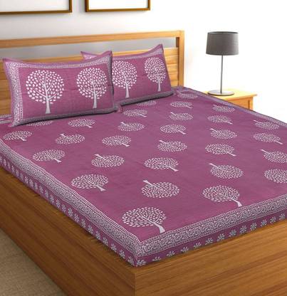Muskan Creation 120 TC Cotton Queen Printed Flat Bedsheet