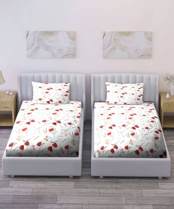 Bombay Dyeing Cotton Single Flat 180 TC Floral Bedsheet