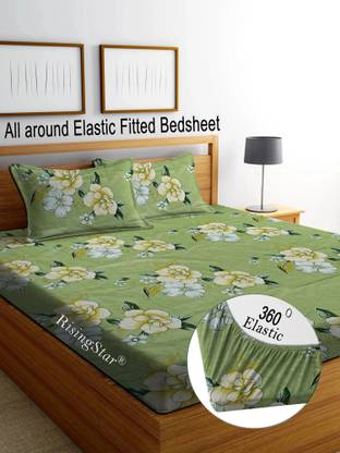RisingStar Microfiber King Fitted (Elastic) 250 TC Printed Bedsheet