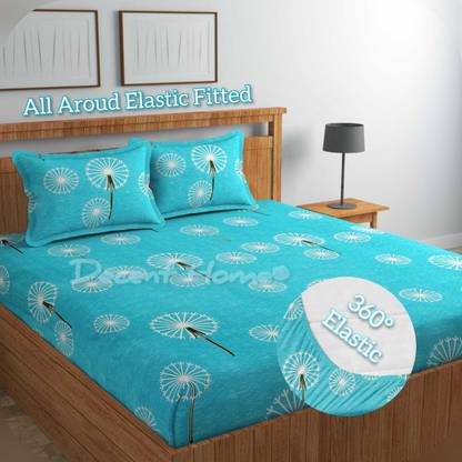 Decent Home 240 TC Cotton Double Floral Fitted (Elastic) Bedsheet
