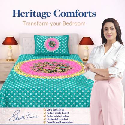 MAGICAL Cotton Single Flat 144 TC Printed Bedsheet