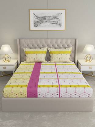 Raymond Home Cotton Double Flat 144 TC Geometric Bedsheet