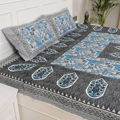 Jaipur Weaves 144 TC Cotton Queen Jaipuri Prints Flat Bedsheet