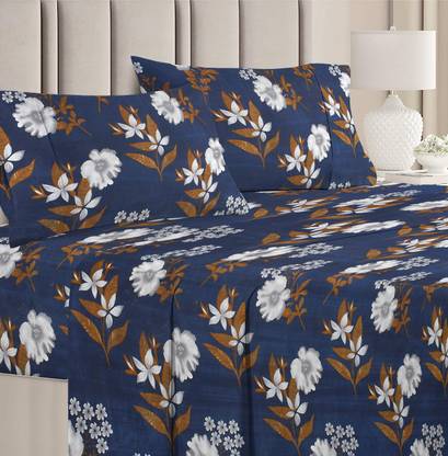 VAS COLLECTIONS 160 TC Cotton Double Floral Flat Bedsheet