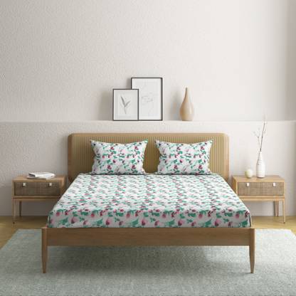 Anaqa by Pantaloons Cotton Queen Flat 180 TC Printed Bedsheet