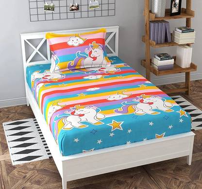 Decent Home Microfiber Single Flat 200 TC Cartoon Bedsheet