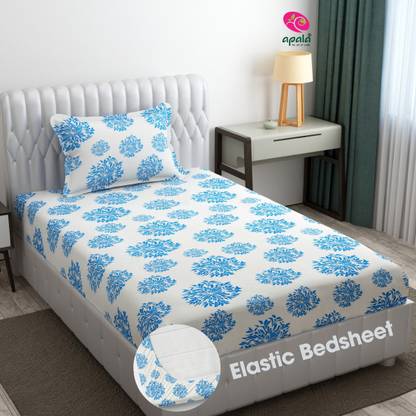 Apala 280 TC Microfiber Single Floral Fitted (Elastic) Bedsheet