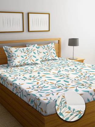 tarain collection 210 TC Polycotton Double Printed Fitted (Elastic) Bedsheet