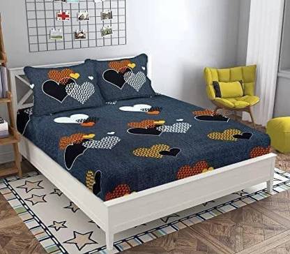 shopgallery 160 TC Cotton Double, Queen Printed Flat Bedsheet