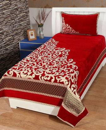 Skies@Home 190 TC Velvet Single Printed Flat Bedsheet