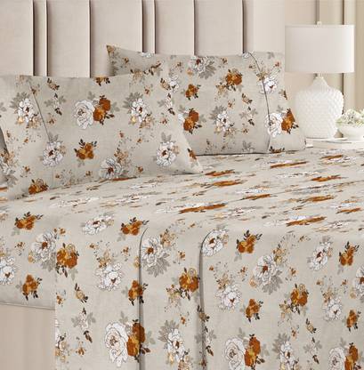 VAS COLLECTIONS 160 TC Cotton Double Floral Flat Bedsheet