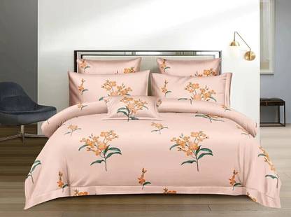 Hetvik home decor Cotton Double Flat 210 TC Abstract Bedsheet