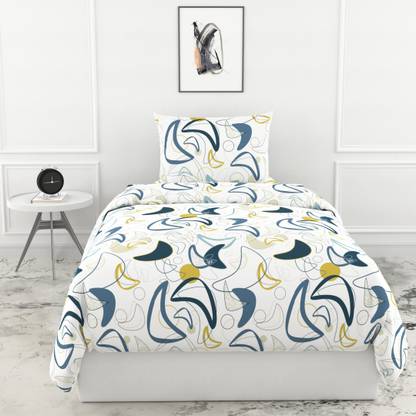 LORETO Cotton Single Flat 144 TC Printed Bedsheet