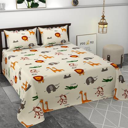 RRB TEXTILE 160 TC Microfiber Double Printed Flat Bedsheet