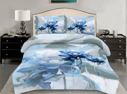 BLENZZA DECO 250 TC Cotton Double Floral Flat Bedsheet