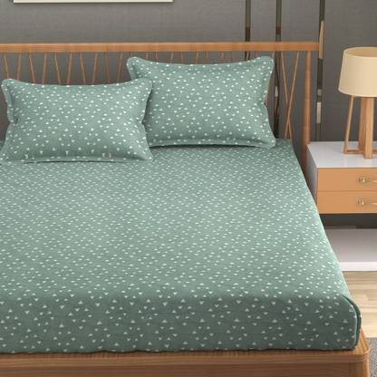 sabhya creation 144 TC Cotton Double Checkered Fitted (Elastic) Bedsheet