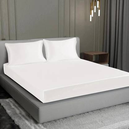 lacoza Cotton Queen Fitted (Elastic) 400 TC Solid Bedsheet