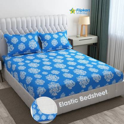 Flipkart SmartBuy 280 TC Microfiber King Polka Fitted (Elastic) Bedsheet