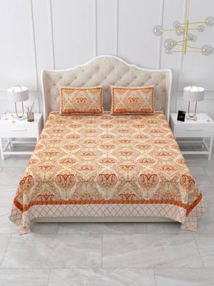 DOLLIFI 260 TC Cotton King Floral Flat Bedsheet