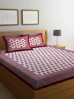 RAJDEVI JAIPUR PRINTS 351 TC Cotton King Printed Flat Bedsheet