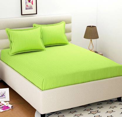 OICHY Microfiber Double Flat 280 TC Striped Bedsheet