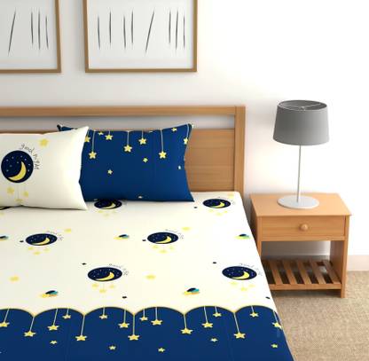 CLOVIS KRAFTS Microfiber King Fitted (Elastic) 240 TC Printed Bedsheet