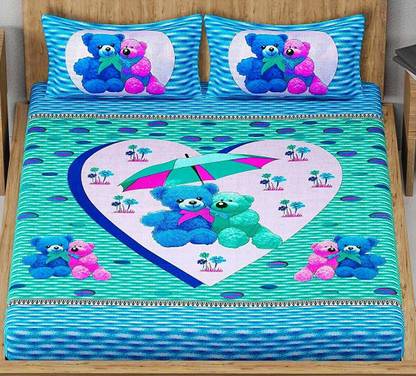 Homeline 104 TC Cotton Double Jaipuri Prints Flat Bedsheet
