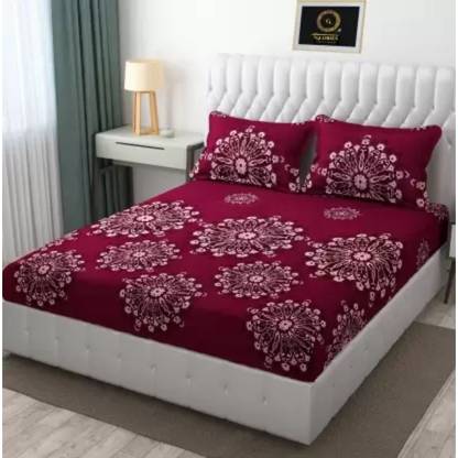 Roomesssentials 160 TC Polycotton Double Printed Fitted (Elastic) Bedsheet