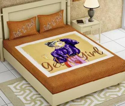 Dizen Star 170 TC Cotton Queen Printed Flat Bedsheet