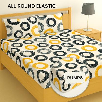 Rumps 220 TC Microfiber Double, King, Queen Checkered Fitted (Elastic) Bedsheet