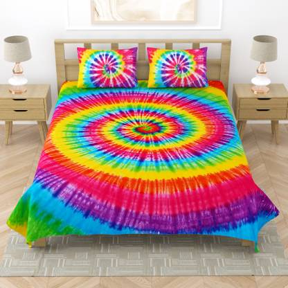 Shama Dye 350 TC Cotton King Jaipuri Prints Flat Bedsheet