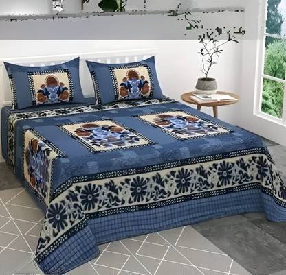 Style Gallery Woolen Double Flat 210 TC Printed Bedsheet