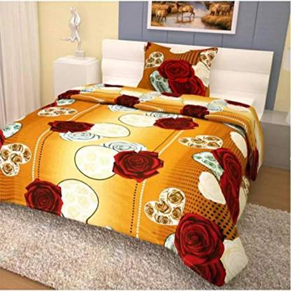 SAN & MAAHI 180 TC Cotton, Polycotton Single, Single 3D Printed Flat Bedsheet