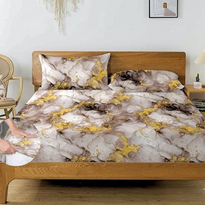 HIDECOR Microfiber King Fitted (Elastic) 280 TC Floral Bedsheet