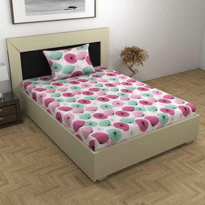 Divine Casa Cotton Single Flat 144 TC Floral Bedsheet