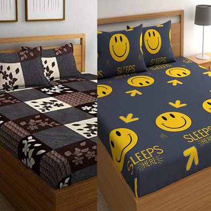 Goodrik Cotton Double Flat 140 TC 3D Printed Bedsheet