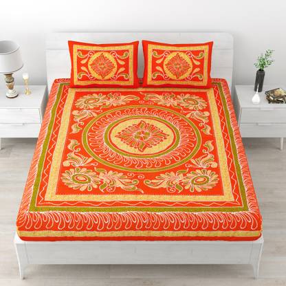eTape Cotton Double Flat 104 TC Floral Bedsheet